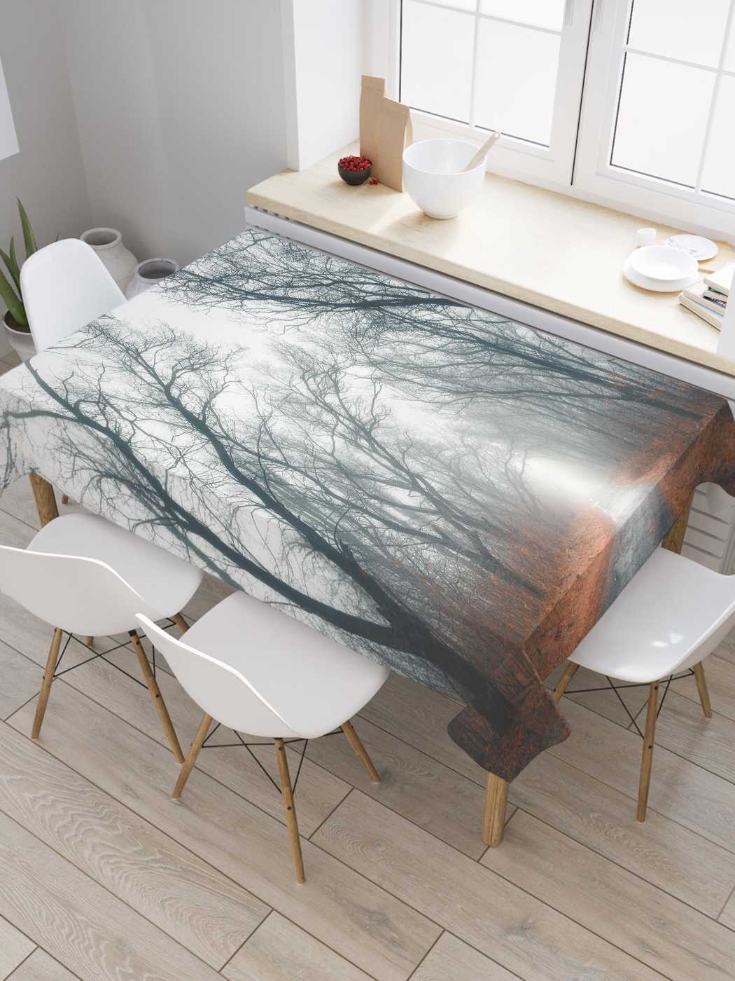 

Скатерть прямоугольная JoyArty "Осенняя дорога" из сатена, 120x145 см, Серый, Осенняя дорога