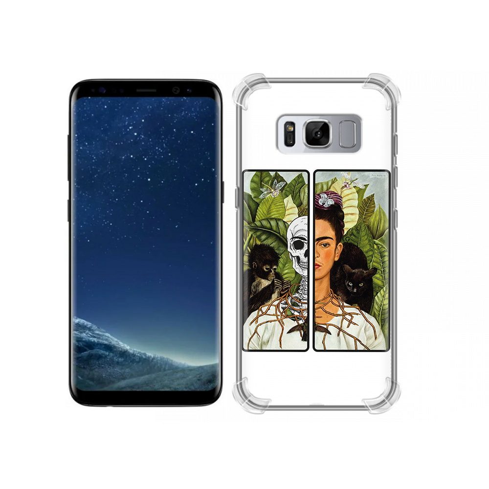 

Чехол MyPads Tocco для Samsung Galaxy S8 сдвоенная картинка девушка скелет, Прозрачный, Tocco