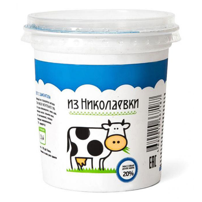 

Сметанный продукт Из Николаевки 20% СЗМЖ 400 г