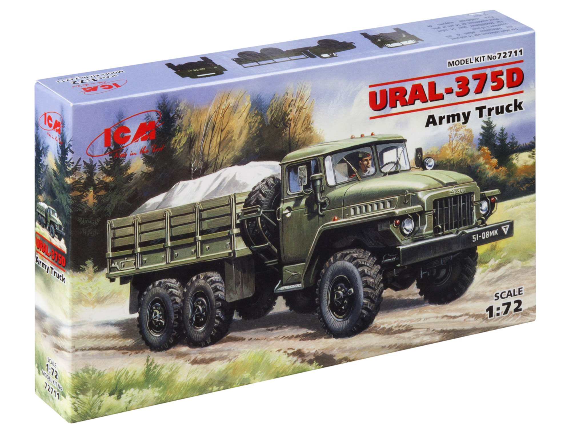 

Сборная модель ICM 1/72 Армейский грузовой автомобиль УРАЛ-375Д 72711
