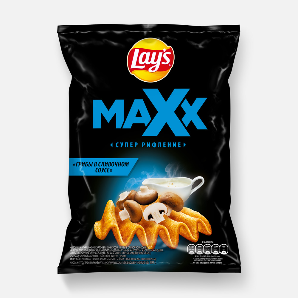 Чипсы Lay's Maxx картофельные, грибы в сливочном соусе, 110 г