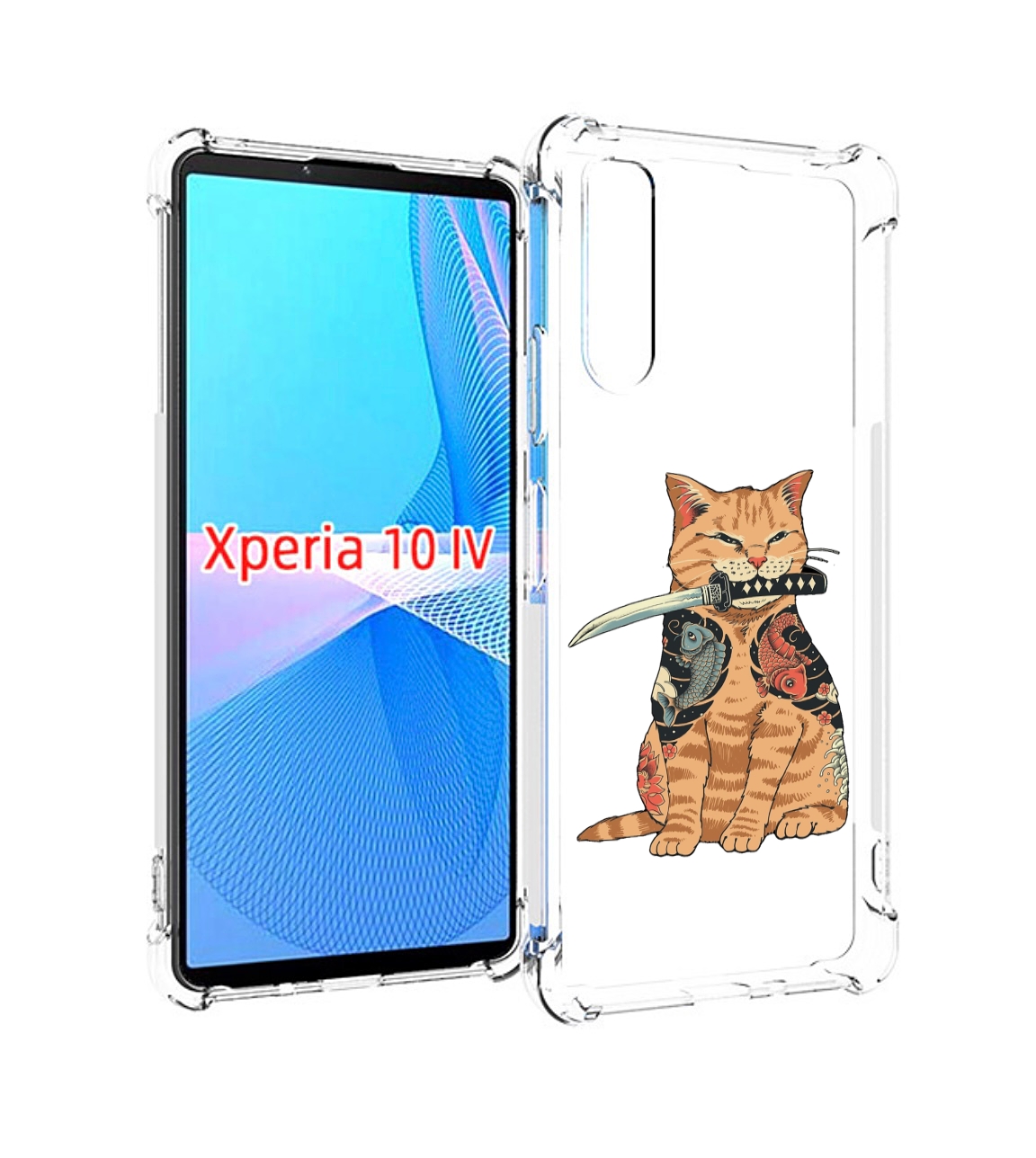 

Чехол MyPads кот-с-катаной для Sony Xperia 10 IV (10-4), Прозрачный, Tocco