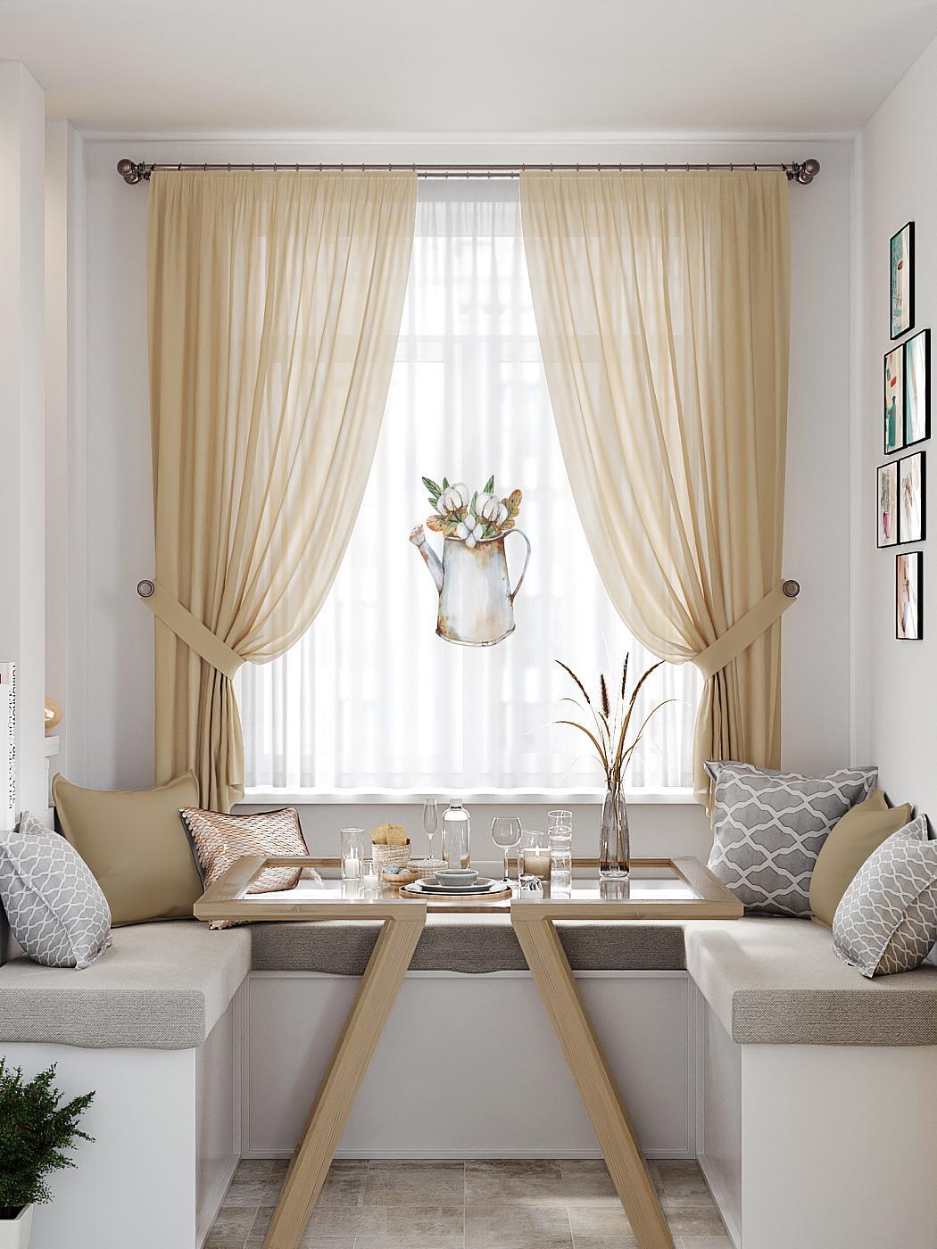 

Комплекты штор AT HOME Тонрит высота 180 см, ширина 145 см, Бежевый, 550245