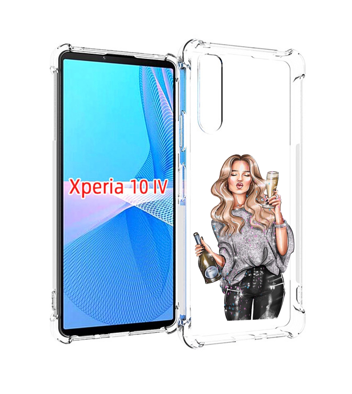 

Чехол MyPads красивая-любительница-шампанского женский для Sony Xperia 10 IV (10-4), Прозрачный, Tocco