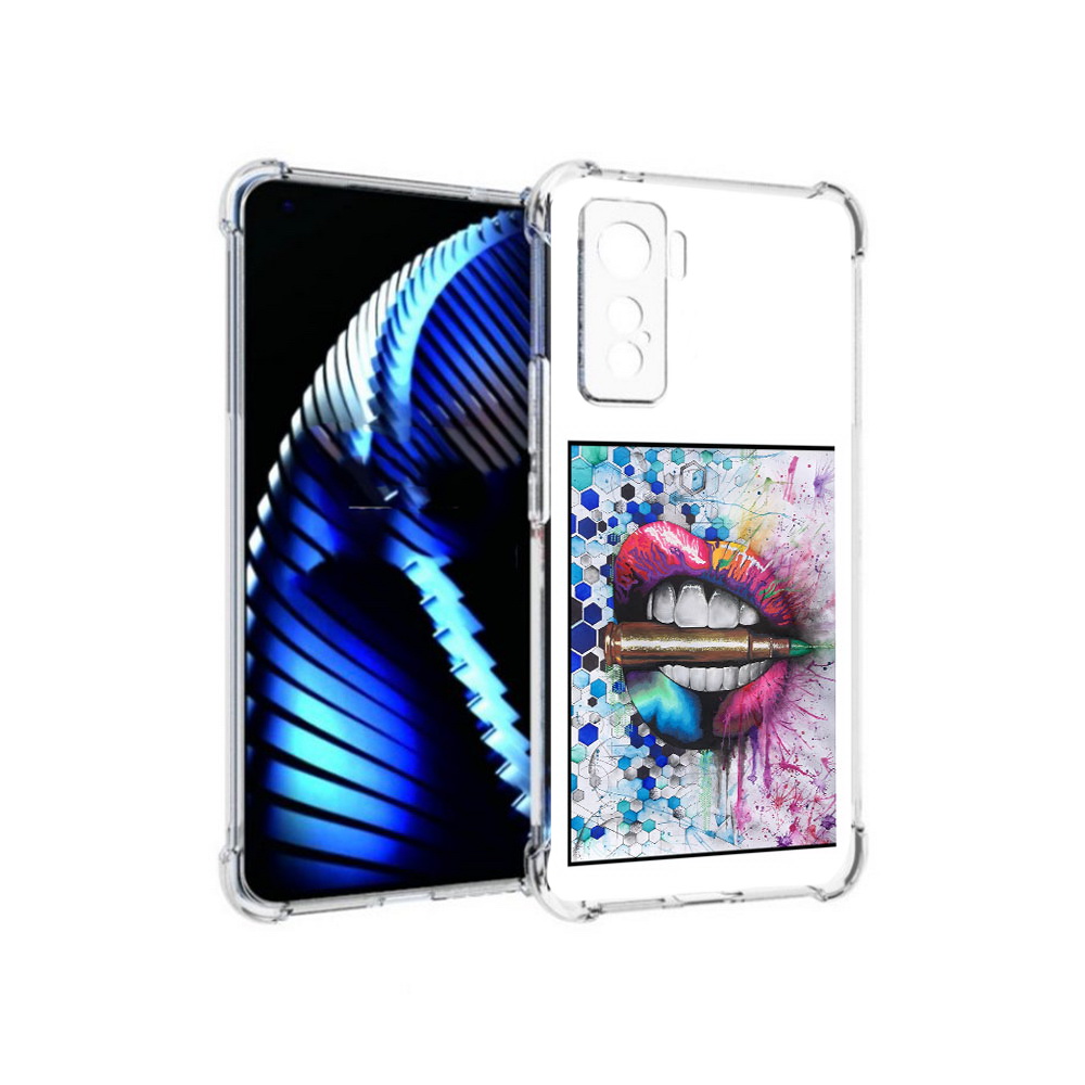 

Чехол MyPads Tocco для Vivo iQOO 5 разноцветные губы с пулей, Прозрачный, Tocco