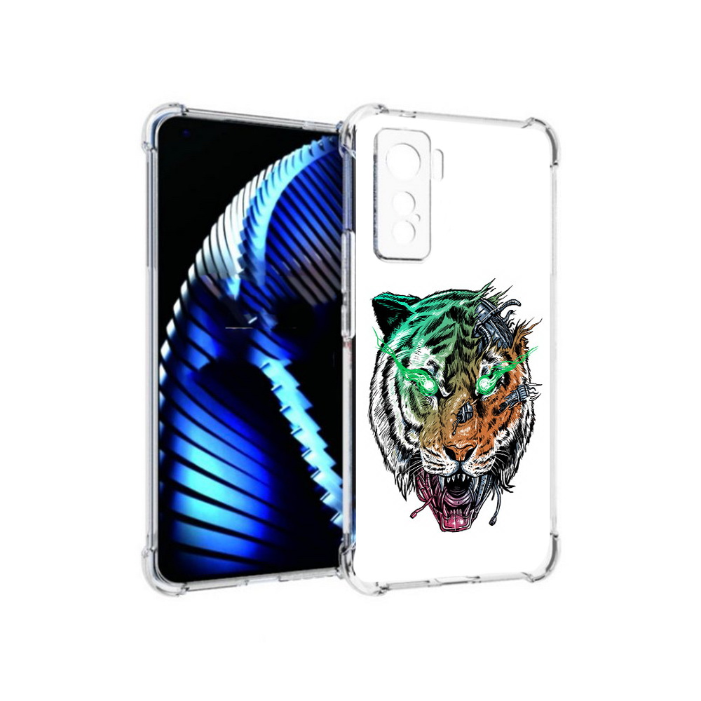 

Чехол MyPads Tocco для Vivo iQOO 5 робо-тигр, Прозрачный, Tocco