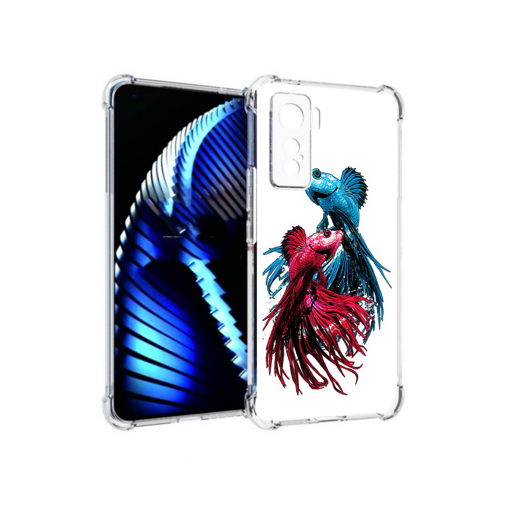 

Чехол MyPads Tocco для Vivo iQOO 5 рыбы петушки, Прозрачный, Tocco