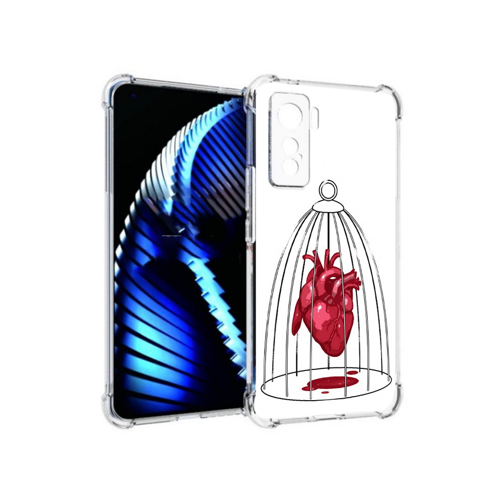 

Чехол MyPads Tocco для Vivo iQOO 5 сердце в клетке, Прозрачный, Tocco
