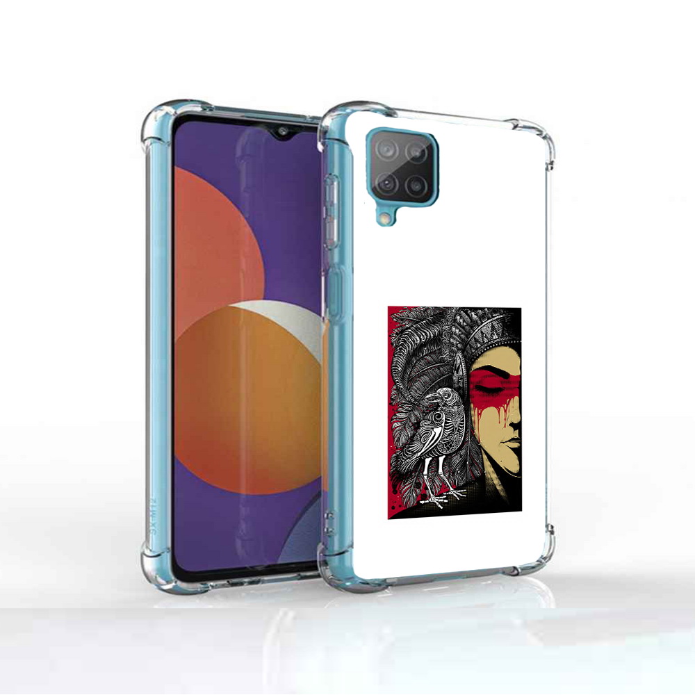 

Чехол MyPads Tocco для Samsung Galaxy M12 девушка с вороном в абстракции, Прозрачный, Tocco