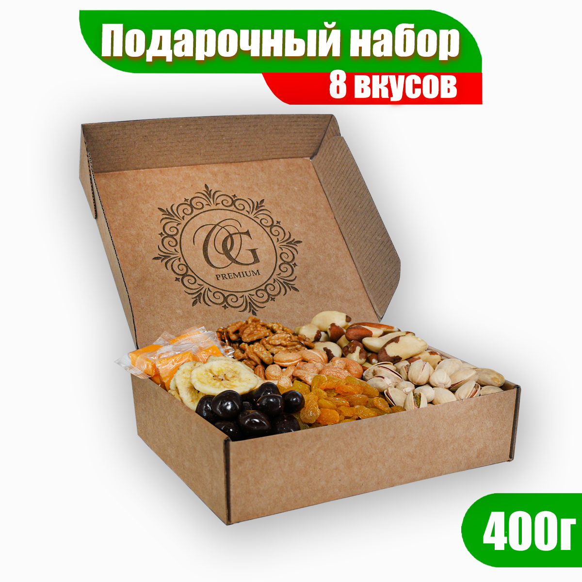 

Подарочный набор орехов и сухофруктов Orehgold, 400 г, наборOrehgold