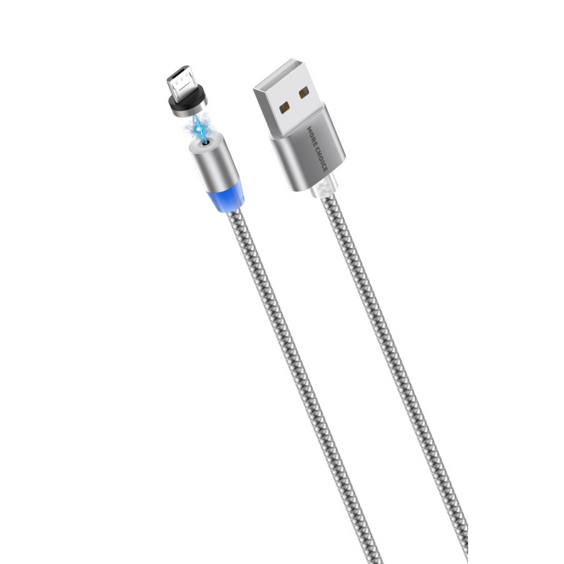 Дата-кабель More choice K61Sm Smart USB 3.0A для micro USB Magnetic нейлон 1м Dark Grey