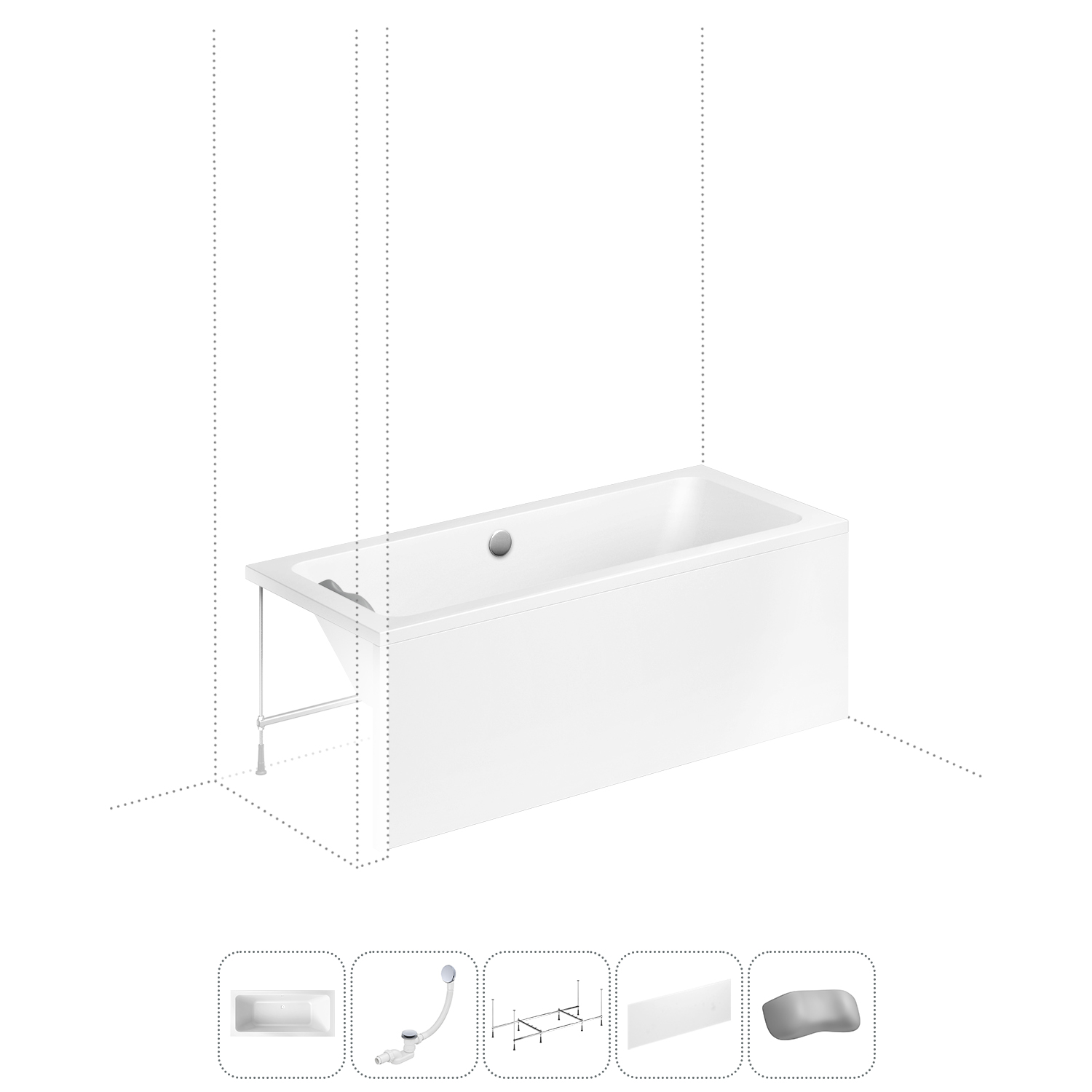 

Акриловая ванна 170x75 см Lavinia Boho Pure 202011628 в наборе 5 в 1, Белый, bath_LB_sifon.Pure.5v1
