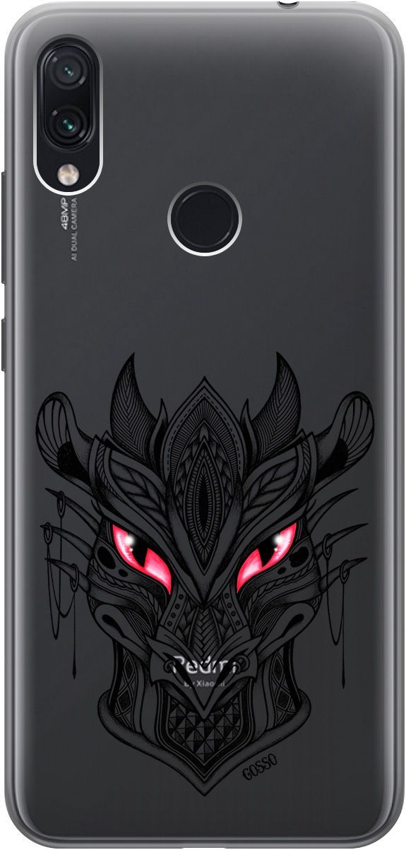 

Чехол на Xiaomi Redmi Note 7 "Dragon" прозрачный, Прозрачный;черный, 711