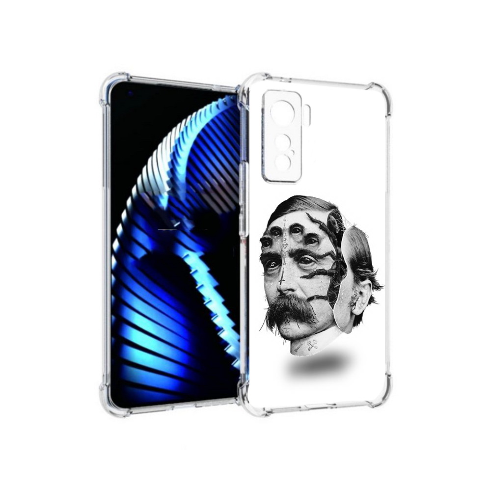 

Чехол MyPads Tocco для Vivo iQOO 5 страшное лицо мужчины, Прозрачный, Tocco