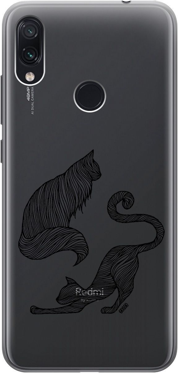 

Чехол на Xiaomi Redmi Note 7 "Lazy Cats" прозрачный, Прозрачный;серый, 711