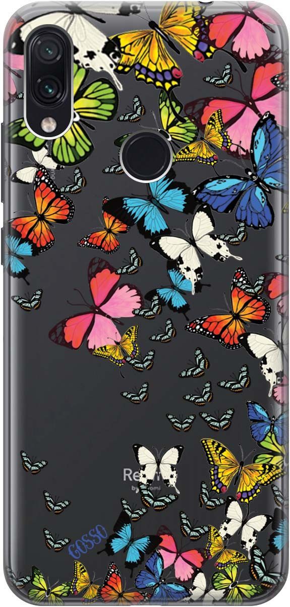 

Чехол на Xiaomi Redmi Note 7 "Magic Butterflies" прозрачный, Прозрачный;желтый, 711