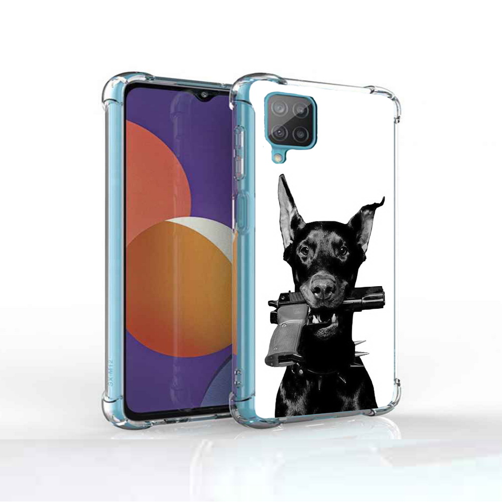 

Чехол MyPads Tocco для Samsung Galaxy M12 доберман с пистолетом (PT226930.536.331), Прозрачный, Tocco