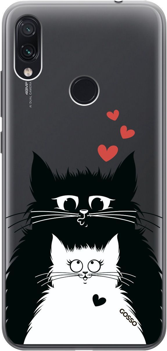 

Чехол на Xiaomi Redmi Note 7 "Cats in Love" прозрачный, Прозрачный;белый, 711