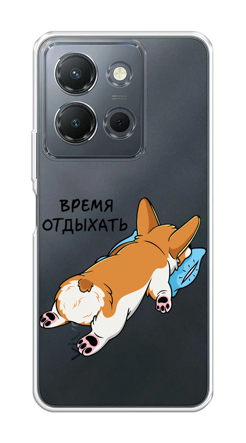 

Чехол на Vivo Y36 4G "Корги отдыхает", Черный;коричневый;голубой, 269250-1