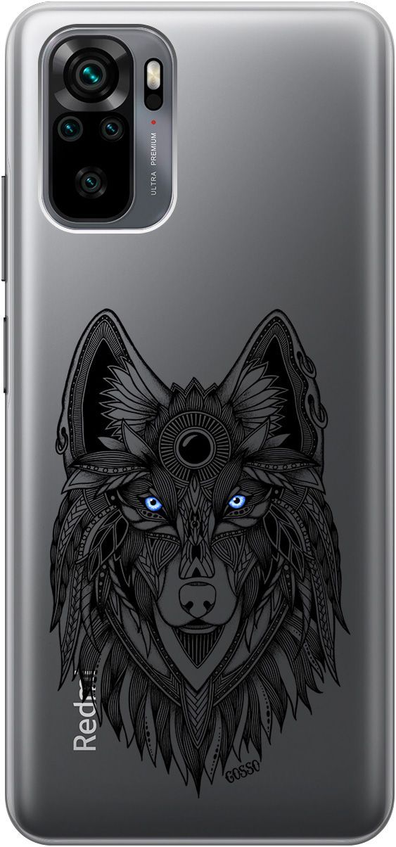 

Чехол на Xiaomi Redmi Note 10 "Grand Wolf" прозрачный, Прозрачный;голубой, 716