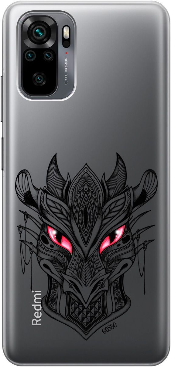 

Чехол на Xiaomi Redmi Note 10 "Dragon" прозрачный, Прозрачный;черный, 716
