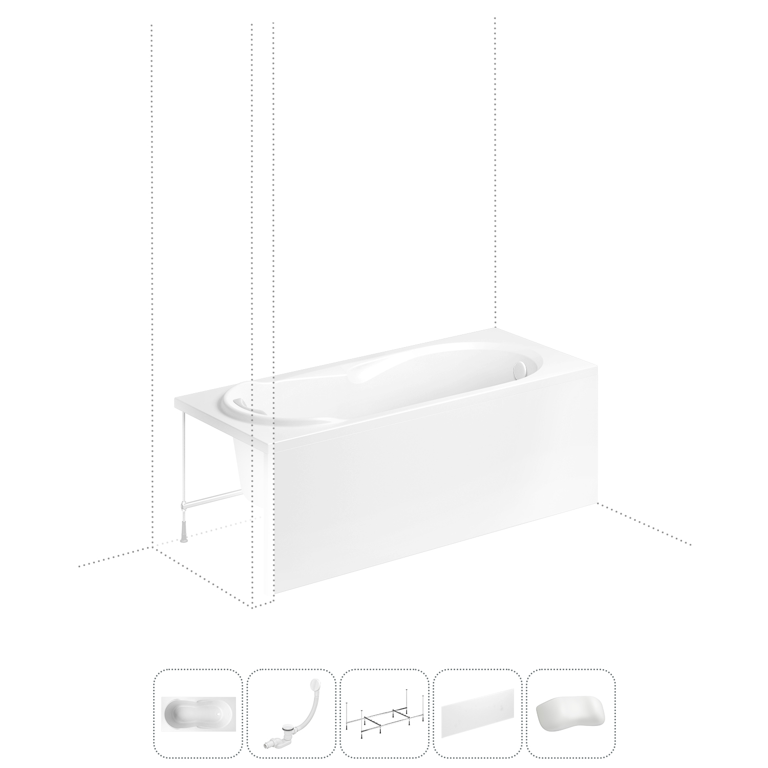 

Акриловая ванна 160x70 см Lavinia Boho Easter Pro 202011661 в наборе 5 в 1, Белый, bath_LB_sifon.Catani.2v1