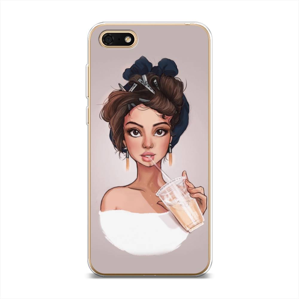 

Чехол на Huawei Honor 7A "Девушка с фраппе", Серый, 65950-6