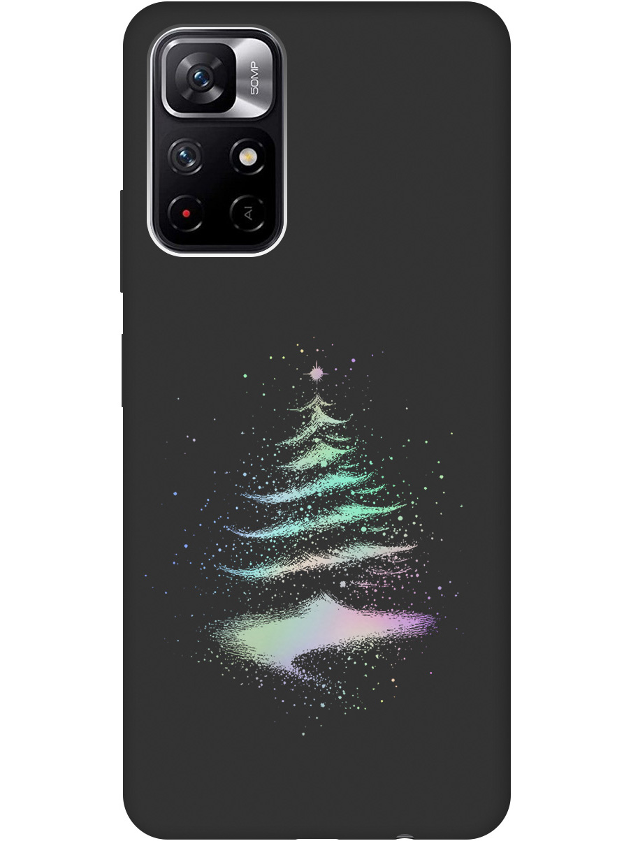 

Силиконовый чехол на Xiaomi Poco M4 Pro 5G с принтом "Елочка" матовый черный, Черный;серебристый, 734580741