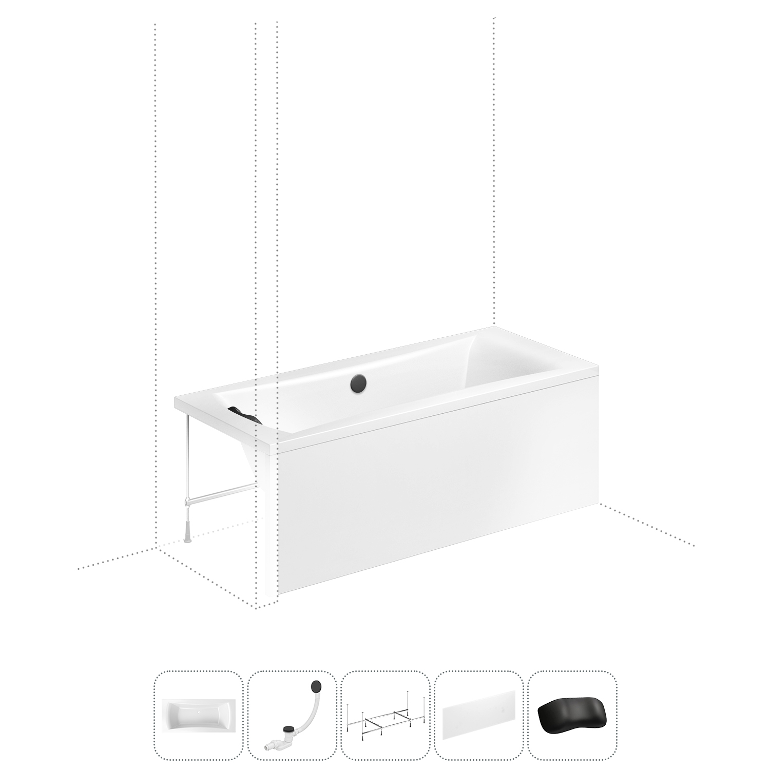 

Акриловая ванна 190x90 см Lavinia Boho Evan 202011712 в наборе 5 в 1, Белый, bath_LB_sifon.Evan.5v1