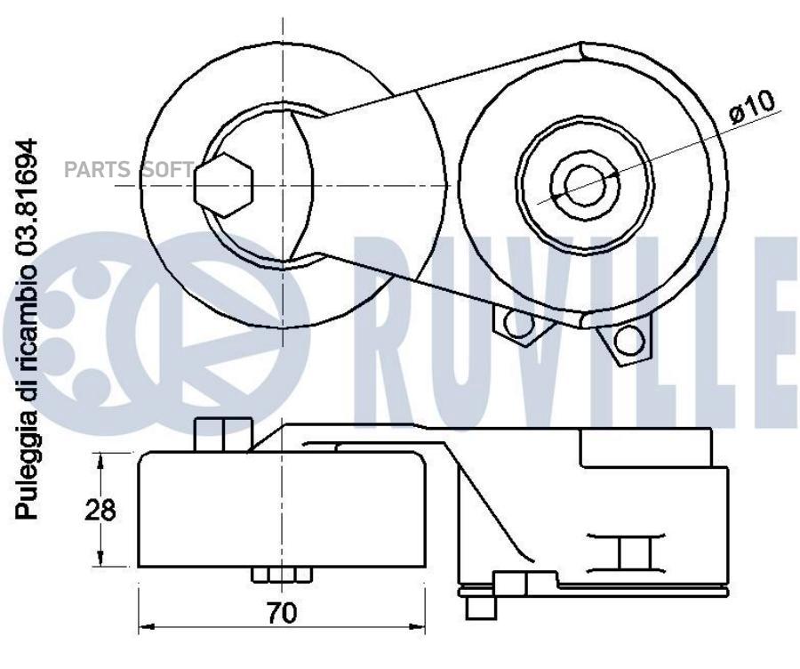 

Натяжитель Руч.Ремня С Роликом Nissan Qashqai/X-Trail T32 2.0 13- Ruville арт. 542394