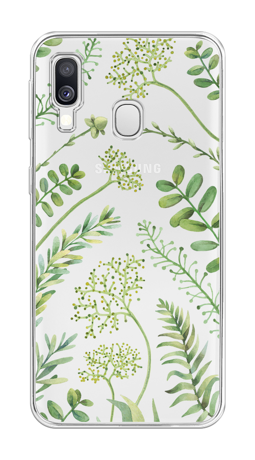 

Чехол на Samsung Galaxy A40 "Green Leaves", Зеленый;прозрачный, 28050-1