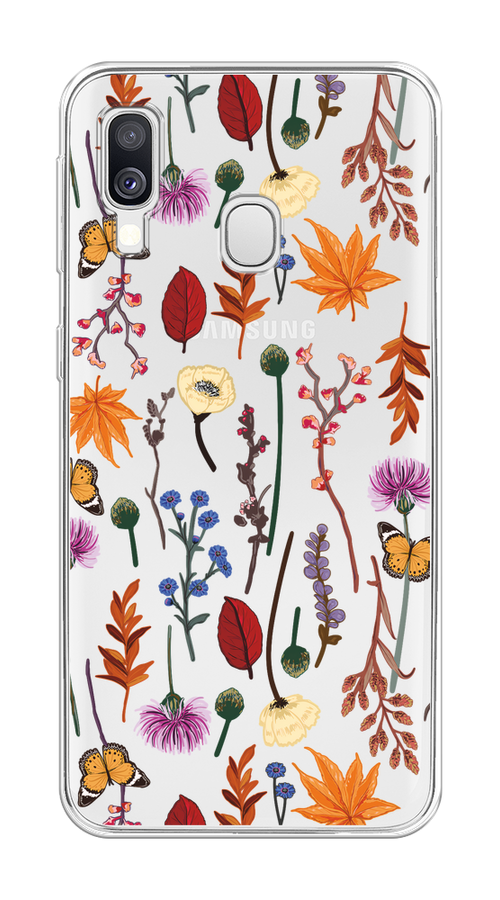 

Чехол на Samsung Galaxy A40 "Orange Purple flowers", Оранжевый;красный;розовый;желтый;прозрачный, 28050-1