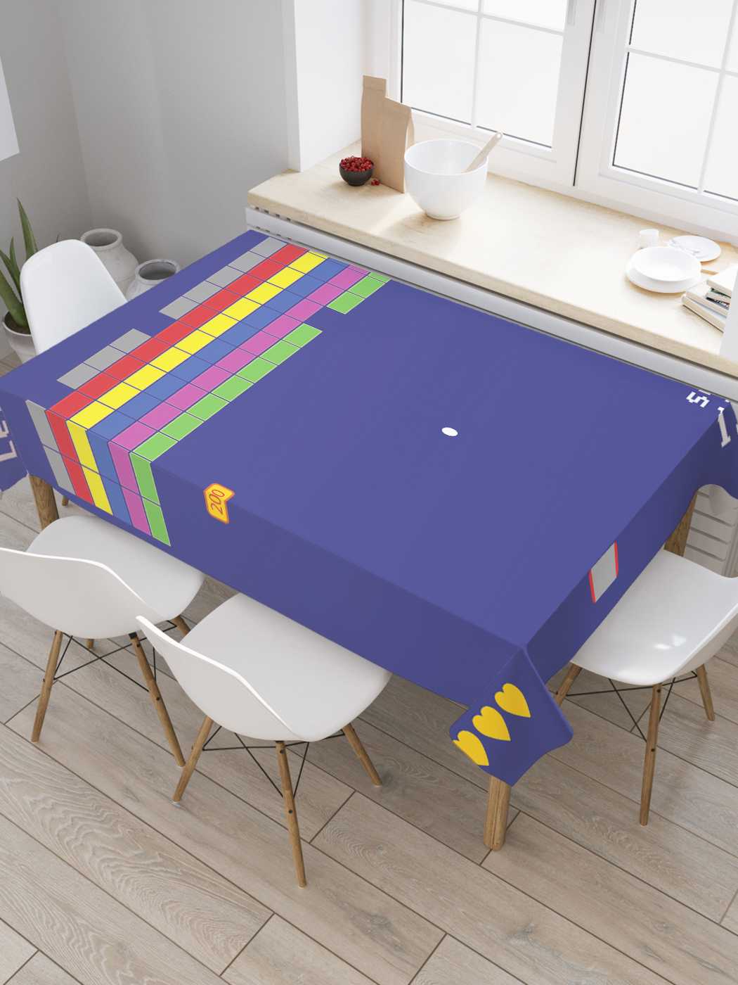 

Скатерть прямоугольная JoyArty "Классический арканоид" из сатена, 120x145 см, Белый, Классический арканоид