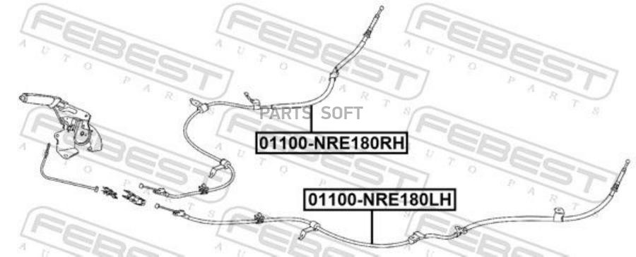 

Трос Ручного Тормоза Левый FEBEST 01100nre180lh