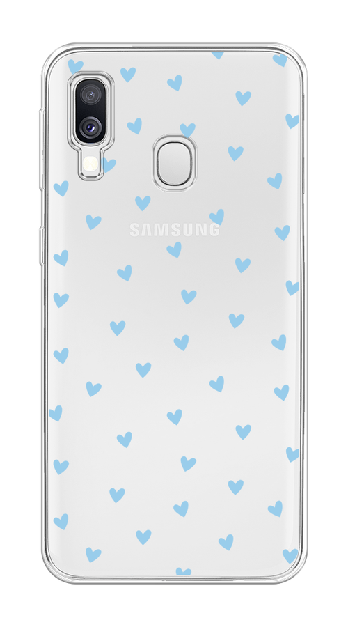 

Чехол на Samsung Galaxy A40 "Голубые сердечки паттерн", Голубой;прозрачный, 28050-1