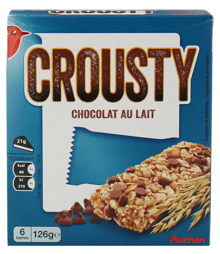 фото Батончик auchan crousty 2 chocolats 126 г ашан