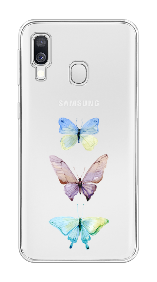 

Чехол на Samsung Galaxy A40 "Акварельные бабочки", Бирюзовый;розовый, 28050-1