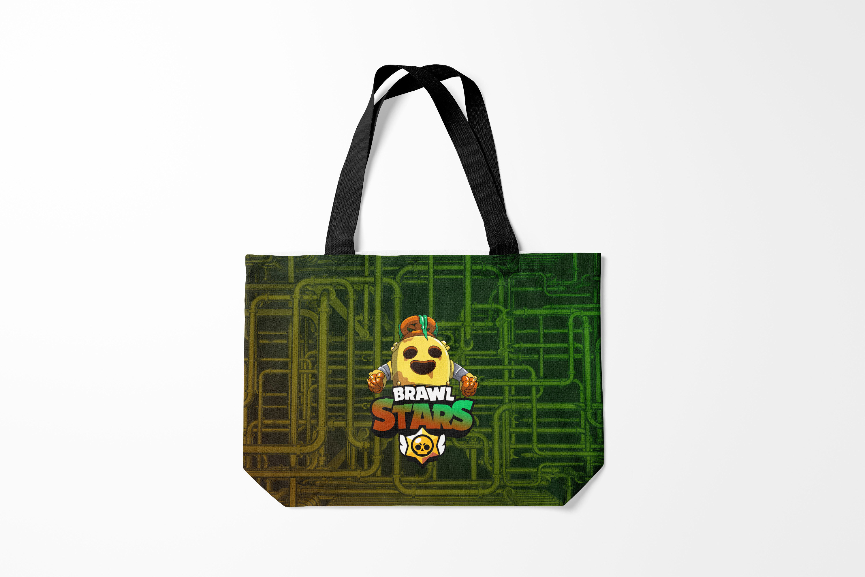 

Сумка шoппер унисекс Burnettie Brawl Stars Robot Spike, черный; зеленый, Brawl Stars Robot Spike