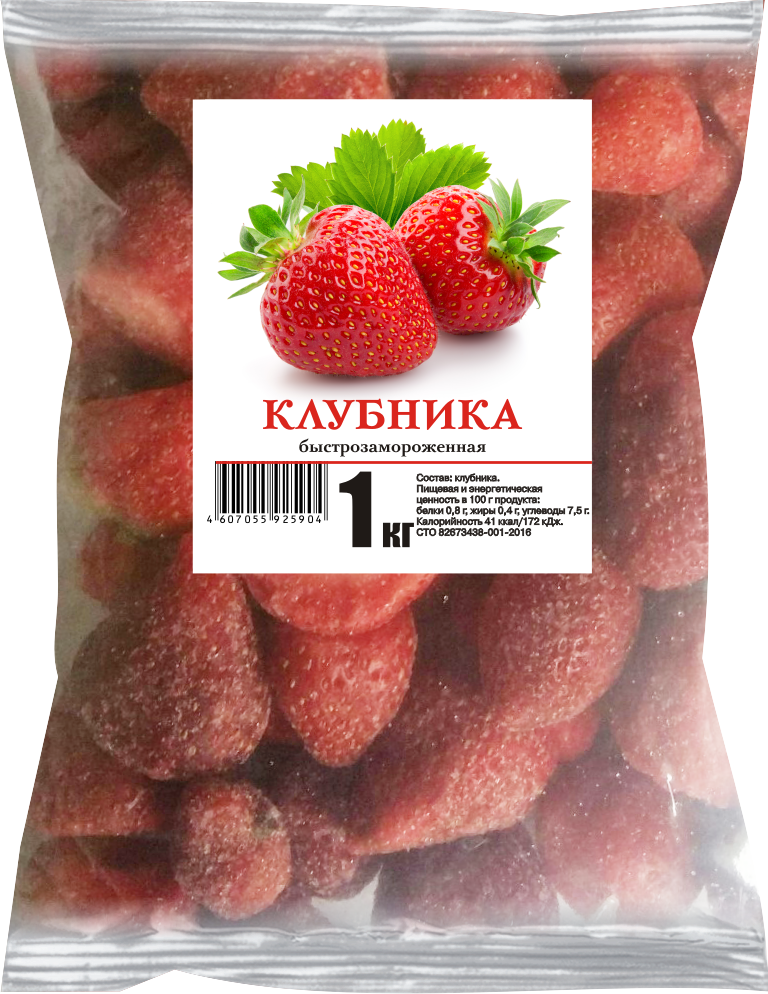 

Клубника Русское Приволье быстрозамороженная 1 кг