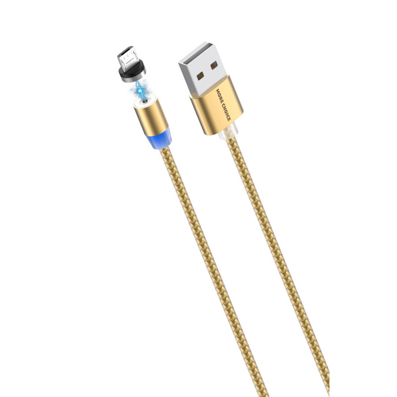 Дата-кабель More choice K61Sm Smart USB 3.0A для micro USB Magnetic нейлон 1м Gold