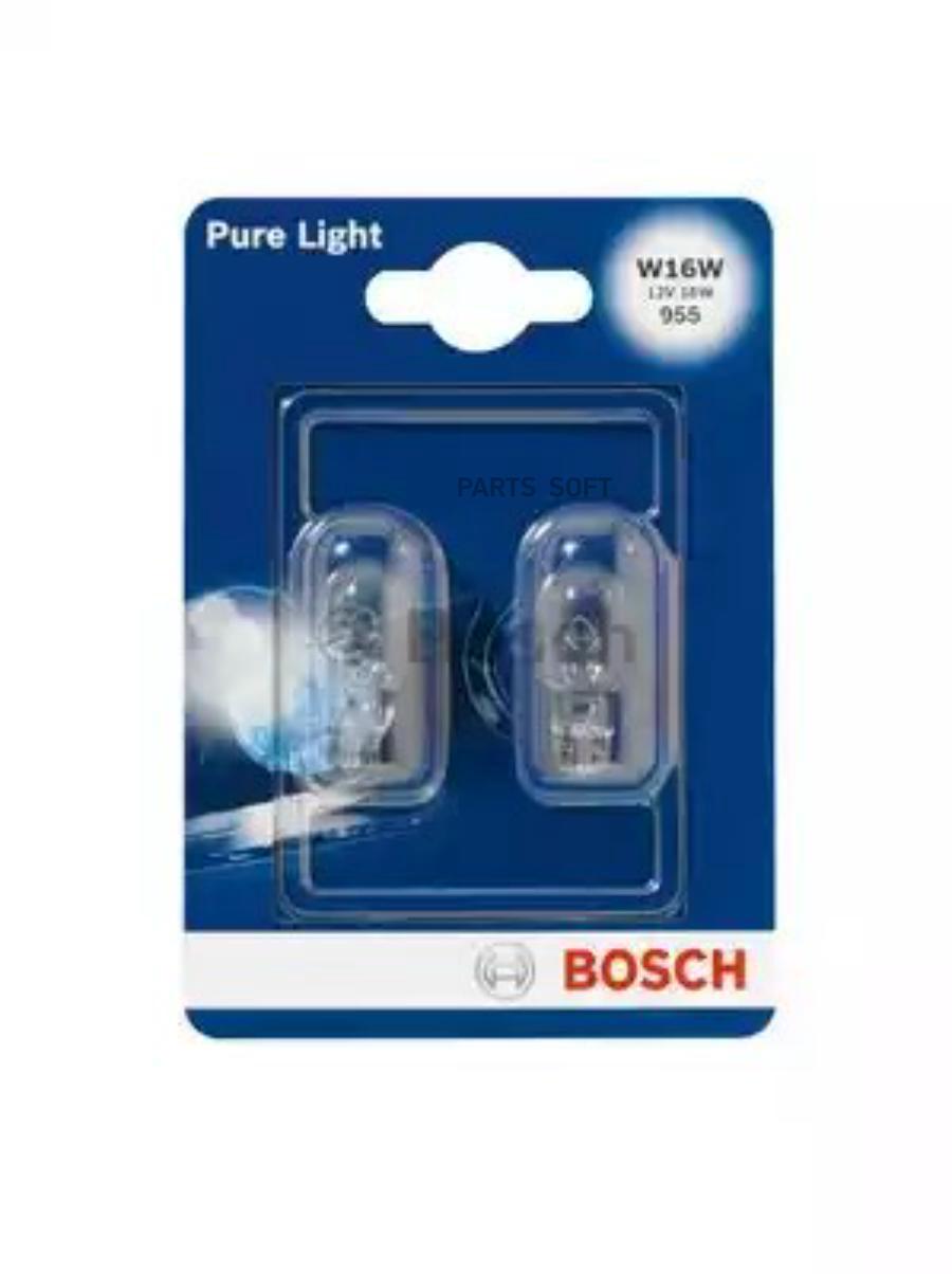 Лампа 12V W16W W2.1x9.5d бесцокольная блистер (2шт.) PURE LIGHT BOSCH