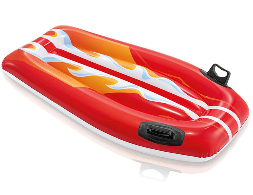 Надувной плот для плавания Intex с держателями красный, 112х62 см, от 6 лет intex надувной матрас плот для плавания тропический фламинго