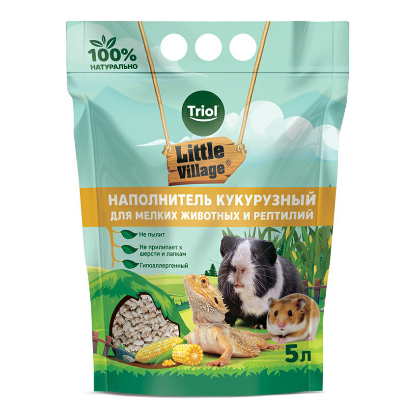 Наполнитель для грызунов и рептилий Triol Little Village кукурузный, 5л