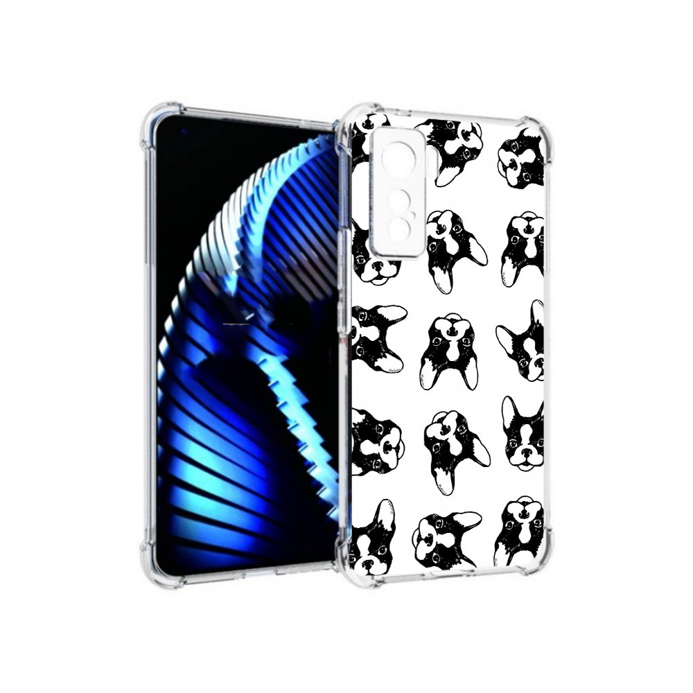 

Чехол MyPads Tocco для Vivo iQOO 5 черно белые собачки, Прозрачный, Tocco