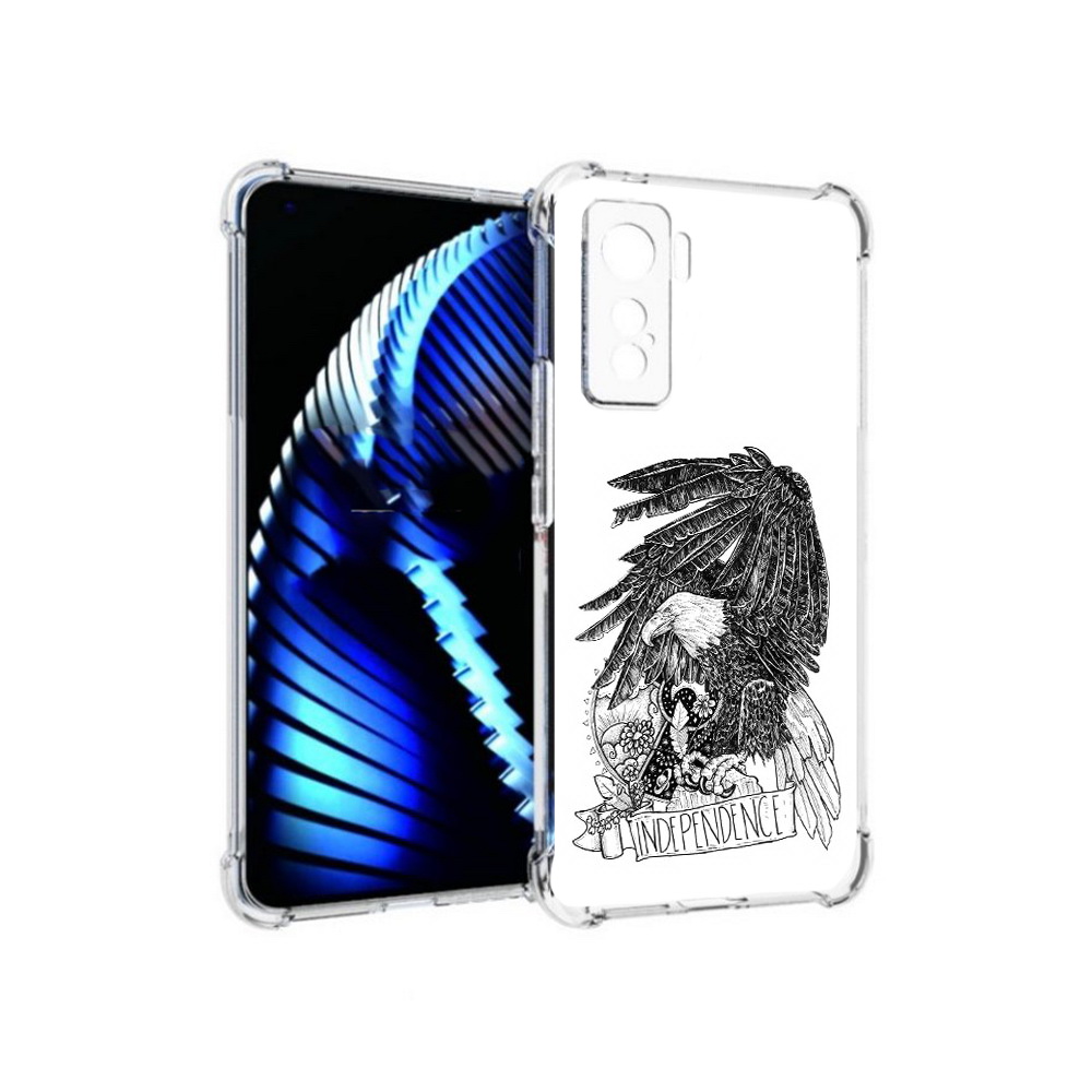 

Чехол MyPads Tocco для Vivo iQOO 5 черно белый сокол, Прозрачный, Tocco