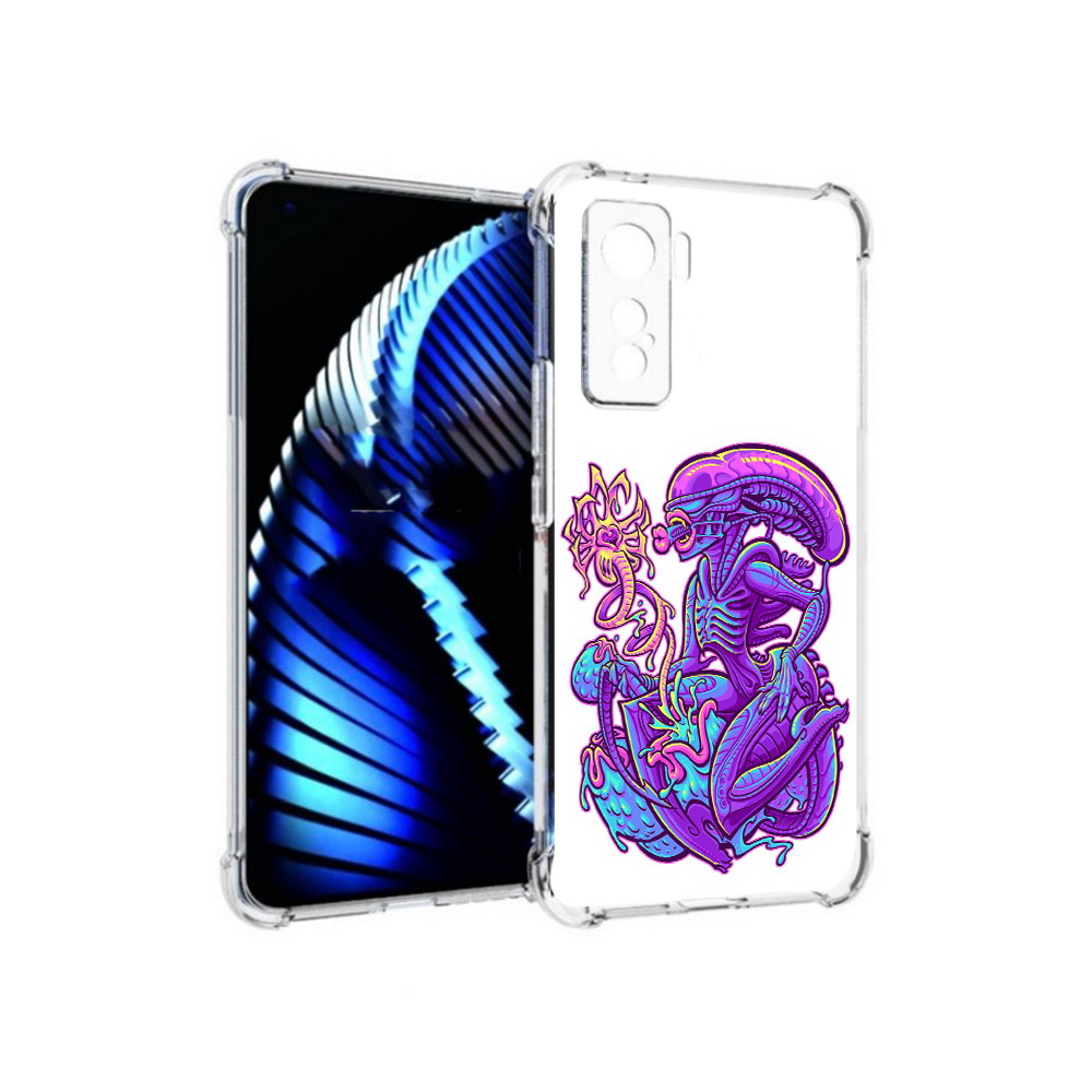 

Чехол MyPads Tocco для Vivo iQOO 5 чужой фиолетовый цвет, Прозрачный, Tocco