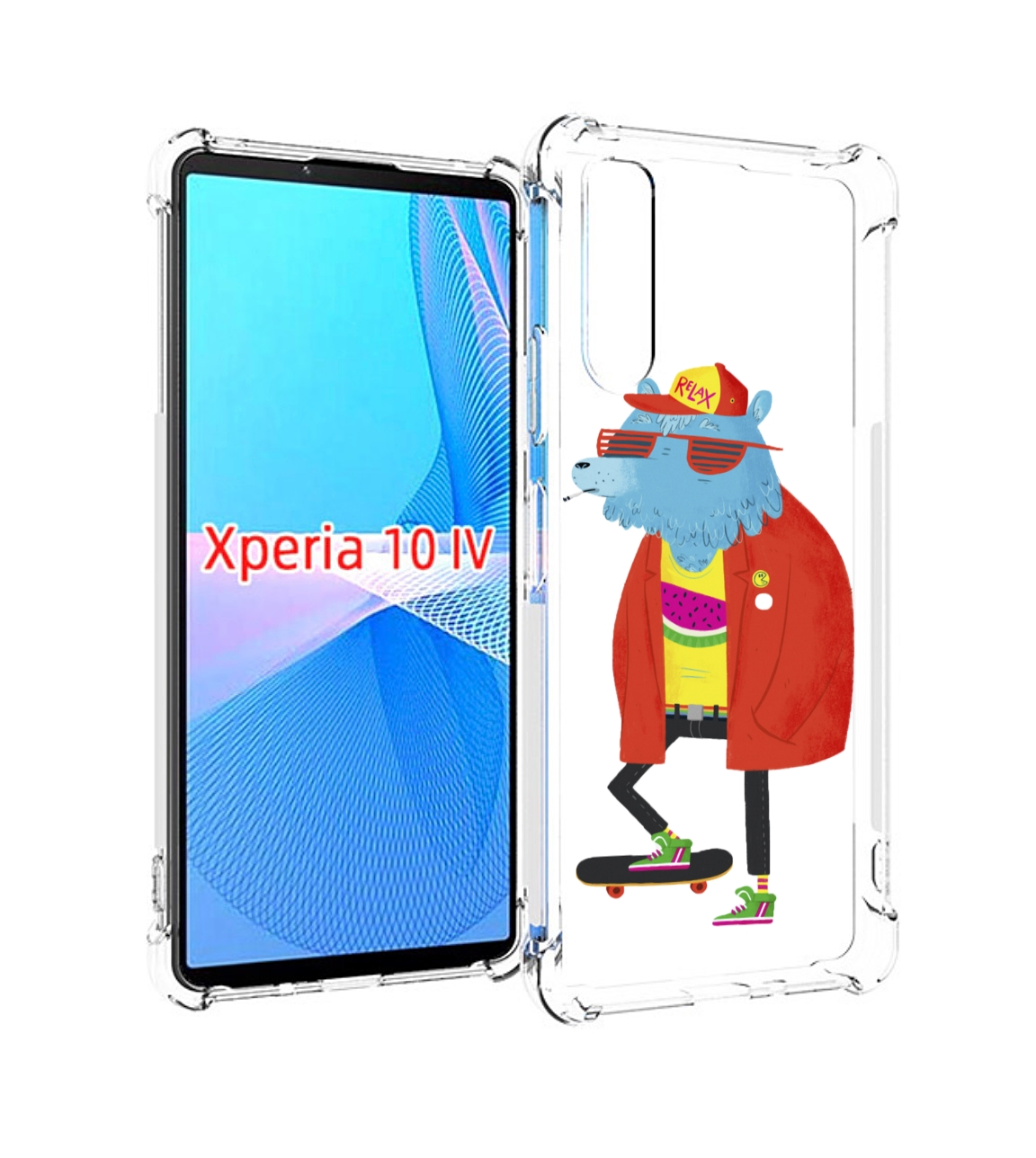 Чехол MyPads медведь на скейте для Sony Xperia 10 IV (10-4)