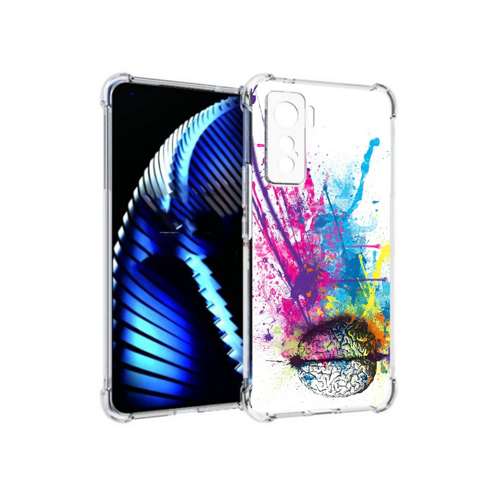 

Чехол MyPads Tocco для Vivo iQOO 5 яркий красочный мозг, Прозрачный, Tocco