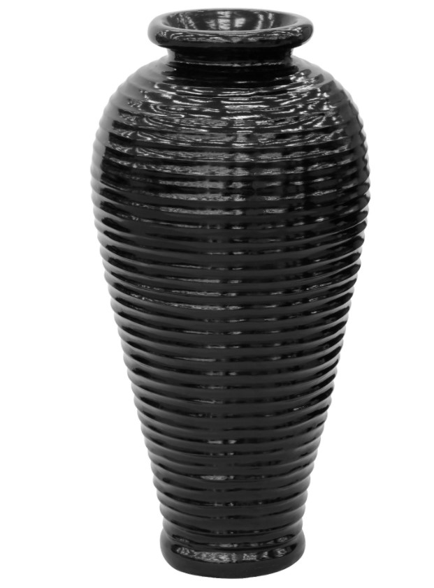 фото Ваза rattan grand deco spiral pot black декоративная 39 х 80 см