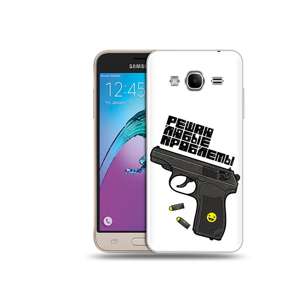 

Чехол MyPads Tocco для Samsung Galaxy J3 (2016) пистолет против проблем (PT29089.580.542), Прозрачный, Tocco